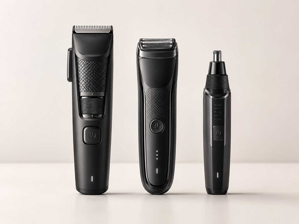 Beard, body and nose grooming devices