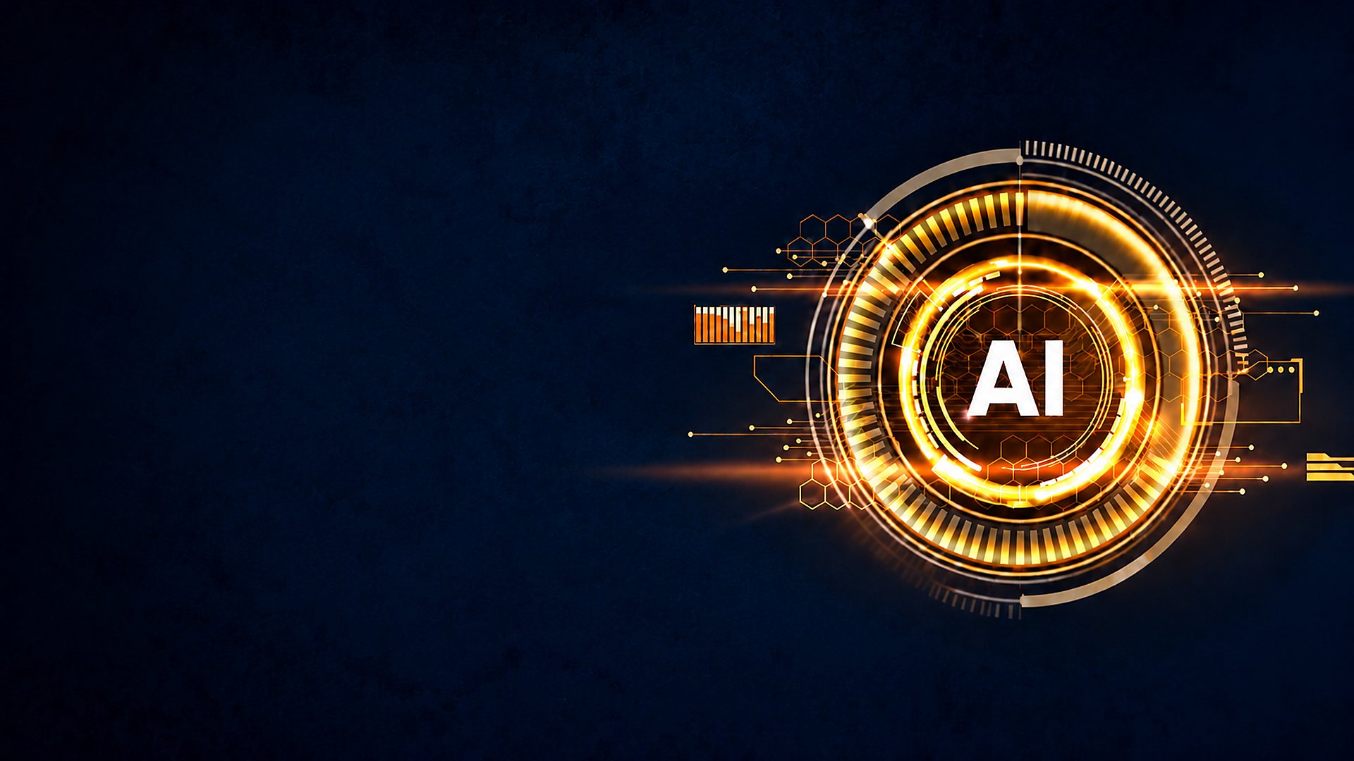 Glowing orange AI orb on a dark navy background symbolising intelligent distribution